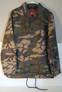 Dixxon Brand Poly Windbreaker Coach Jacket Men's MEDIUM Green Camo Working Class - Picture 1 of 13