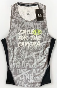 Under Armour HeatGear Compression Tank Top MD “Smile for the Camera” NWT Gray - Picture 1 of 8