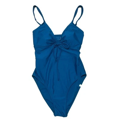 Traje de baño Summersalt para mujer 8 ceñidos de una pieza azul algas corbata frontal ajustable Foto 1 de 4