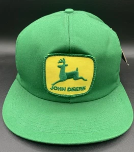 Vtg K-Products JOHN DEERE Snapback Green Patch Hat Canvas Foam New Old Stock NWT - Picture 1 of 12