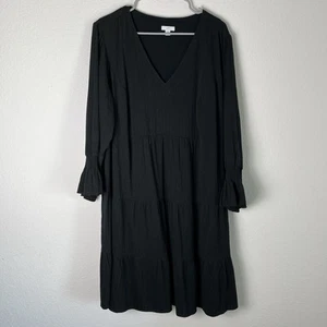 Vestido midi Jill negro con mangas de campana ahumada en capas talla XL 211 - Imagen 1 de 7