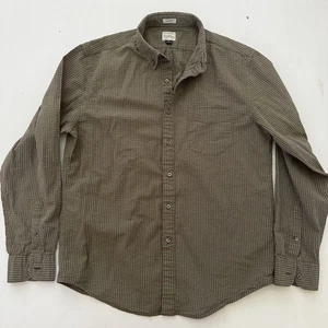 Camicia J Crew uomo Seersucker con bottoni taglio classico verde manica lunga GRANDE - Foto 1 di 5