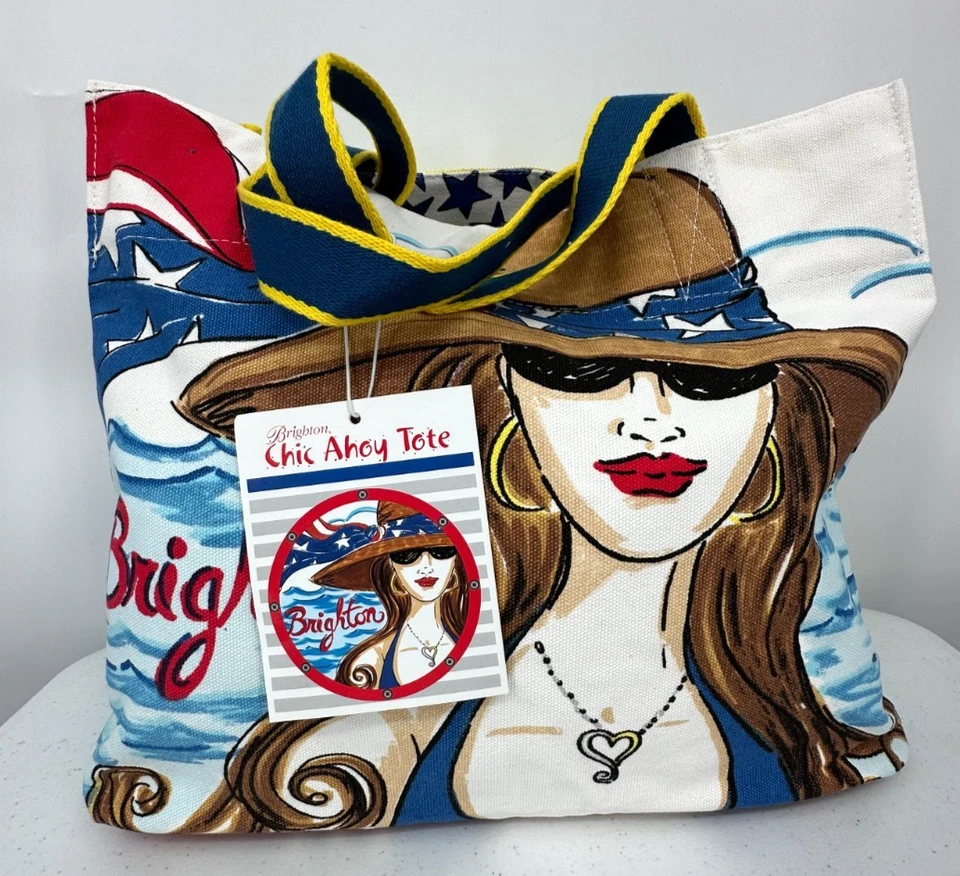 Brighton Chic Ahoy Tote Large Canvas Bag Travel Shopping Beach School Gym Gift