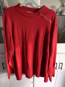 Red Quacker Factory Sweater W/Zipper Detail Plus Size 3X - Picture 1 of 6