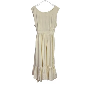 Abito donna Pinafore avvolgente fatto a mano L/XL panna mussola senza maniche Amish modesto - Foto 1 di 6