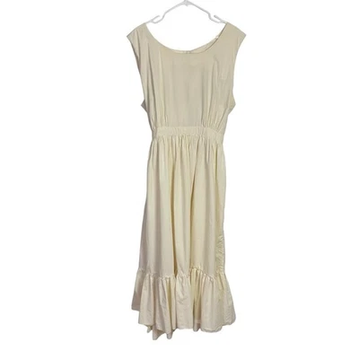 Handmade Wrap Pinafore Dress Womens L/XL Cream Muslin Sleeveless Amish Modest - Image 1 of 4