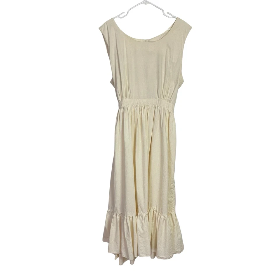 Handmade Wrap Pinafore Dress Womens L/XL Cream Muslin Sleeveless Amish Modest - Image 1 of 4