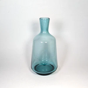 Botella de vidrio azul soplado a mano recipiente decantador o jarrón 36floz 8-3/4" de alto - Imagen 1 de 10