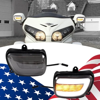 For Honda GoldWing GL1800 2001-2017 LED Side View Mirrors Turn Signal Lamp DRL  - Image 1 of 4
