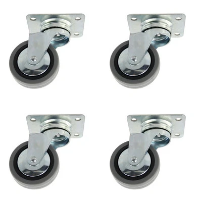 Lenkrollen 4er Set ø 60 mm mit Anschraubplatte Hartgummirollen Möbelrollen Grau - Bild 1 von 4