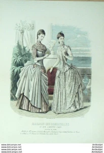 Mode Magasin des demoiselles 1884 # 238 Gravure originale aquarellee - Picture 1 of 1