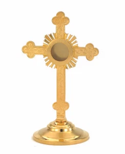 Reliquary 9" Gold Plated Holy Cross - Picture 1 of 1