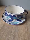 Large Cup And Saucer Blue Floral  Design Japan 14 Cm Across Cup