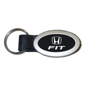 Licensed Black Oval Leather Keychain for Honda Fit - AUGD0279 - Picture 1 of 2