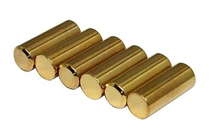 Humbucker Gold Plated 1215 Steel Pole Slugs w/ Chamfered End Qty 6 - Picture 1 of 1