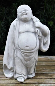 Figur lachender Buddha stehend H 27 cm Deko Gartenskulptur Deko Statue aus Beton - Bild 1 von 6