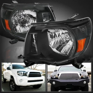 Black For 2005-2011 Toyota Tacoma Headlights Head Lamps Left+Right 05-11 Pair - Picture 1 of 12