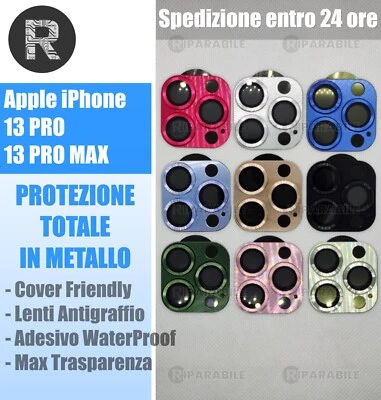 Protezione 3D Alluminio Lenti Fotocamere Vetro Temperato iPhone 13 Pro e Pro Max - Immagine 1 di 2