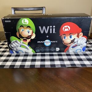 Nintendo Wii + Mario Kart Racing Bundle Black Console EMPTY BOX ONLY