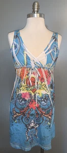 Ocean Breeze Women’s Floral Studded Sacred Heart Colorful Sun Dress Size Small - Picture 1 of 10