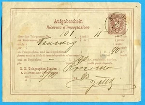 AUSTRIA - 1893 RICEVUTA D'IMPOSTAZIONE da 5 kr.ann.ROVEREDO (879342) - Imagen 1 de 2