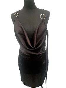 Prettylittlething Kleid Größe 12 Schwarz Satin Polyester Damen - Bild 1 von 7