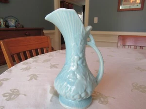 VINTAGE MCCOY BLUE 9" GRAPES AND LEAF PATTERN EWER - Picture 1 of 6