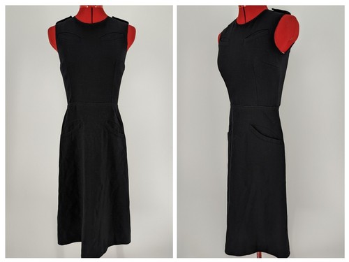 Abito Prada FW 2004 Spalline Nero Mod Tasca Ovale Militare Taglia 38 Italia Miucci