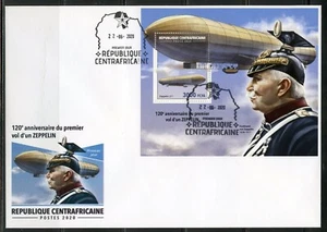 CENTRAL AFRICA 2020 120th ANN OF THE FIRST ZEPPELIN FLIGHT SOUVENIR SHEET  FDC - Picture 1 of 1