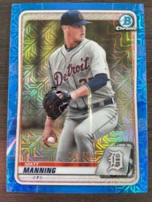 2020 Bowman Chrome MegaBox Matt Manning Blue Mojo Refractor #BCP-229 serial /150 - Image 1 of 2