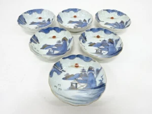 7158632: JAPANESE CERAMICS / KOIMARI / NAMASU PLATE / SET OF 6 / SOMETSUKE / SCE - Picture 1 of 1