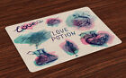 Love Place Mats Set of 4 Love Poison Hearts in Bottles