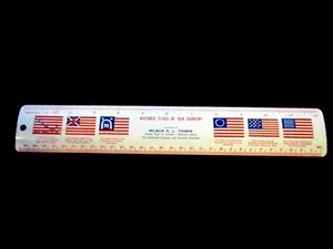 VINTAGE 1970'S USA HISTORIC FLAGS/PATROTIC FLEXIBLE STEEL RULER~WILBUR TRIMPE - Picture 1 of 6