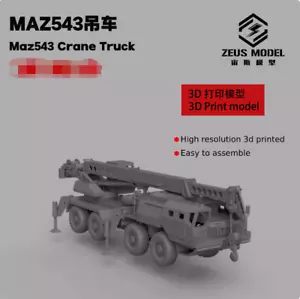1/87 Russian MAZ-543 Crane Truck Unpainted Resin Model Kits 3D Printed - Picture 1 of 3