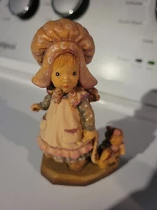 ANRI Wood Carved Figurine GIRL WITH DOLL IN WAGON - Picture 1 of 6