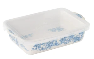 Pioneer Frau Agatha Baker mit Polypropylen Deckel 7"x11" Blumenmuster klein rechteckig - Bild 1 von 6