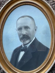 Antique Painting Gouache Portrait of a Fine Gentleman Art Nouveau - Picture 1 of 11