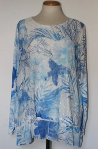 BNWT. JESSICA GRAAF BLUE & WHITE FLORAL BLOUSE / TOP. SIZE XXL - Picture 1 of 5