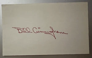 BILL CUNNINGHAM AUTHENTIC AUTOGRAPHED HOF 3 X 5 INDEX CARD 76'ERS NM-MNT - Picture 1 of 1