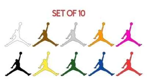 Air Michael Jordan Jumpman Logo vinyl decal MJ Die Cut Sticker Set of 10 - Picture 1 of 2