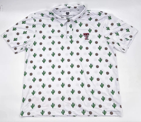 Texas Tech Red Raiders Men XXL 2XL Dark Horse Cactus Tumbleweed Polo T Shirt Cover