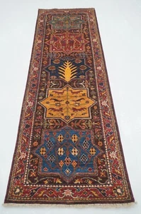 3 x 8 ft Purple Bakhtiari Afghan Hand knotted Oriental Transitional Runner Rug - Picture 1 of 18