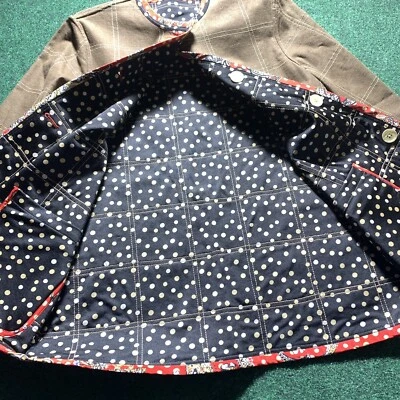 KOOS OF COURSE Jacket Womens SM Brown Plaid Dot Reversible Button Art Festival - Image 1 of 4