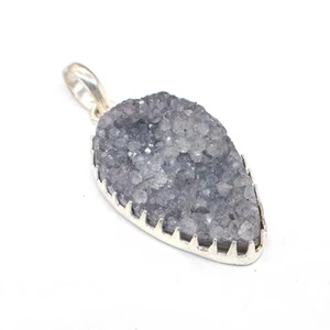 Ciondolo placcato argento pietra preziosa drusa titanio ultimo design da 1,5" a 2" G883 - Foto 1 di 4