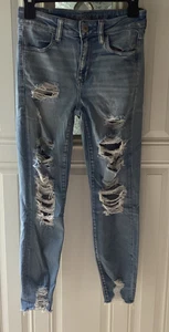 Pantalones de mezclilla American Eagle Outfitters súper elásticos X azul claro - talla 4 cortos - Imagen 1 de 5