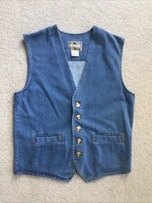 Vintage Property Blue Denim Western Ranchwear Canvas Vest Mens Size S - Image 1 of 4