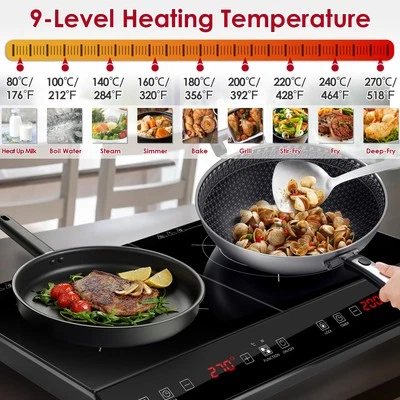 4000W 2 Burner Induction Cooktop Electric Stove Countertop Cooker with Timer - Image 1 of 4