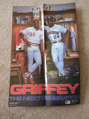 Ken Griffey Jr and Sr NEXT GENERATION Mariners/Reds 1990 COSTACOS 24 X 16 POSTER - Image 1 of 4