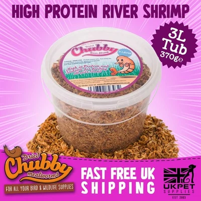 CHUBBY PRODUCTS 3 Litre Chubby Dried River Shrimp Natural Fish Food Koi Terrapin Turtle Cichild