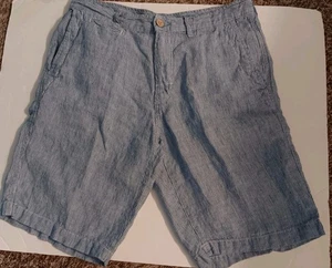 Tommy Bahama Relax Linen Shorts Mens Size 32 Blue White Pin Striped Preppy - Picture 1 of 9
